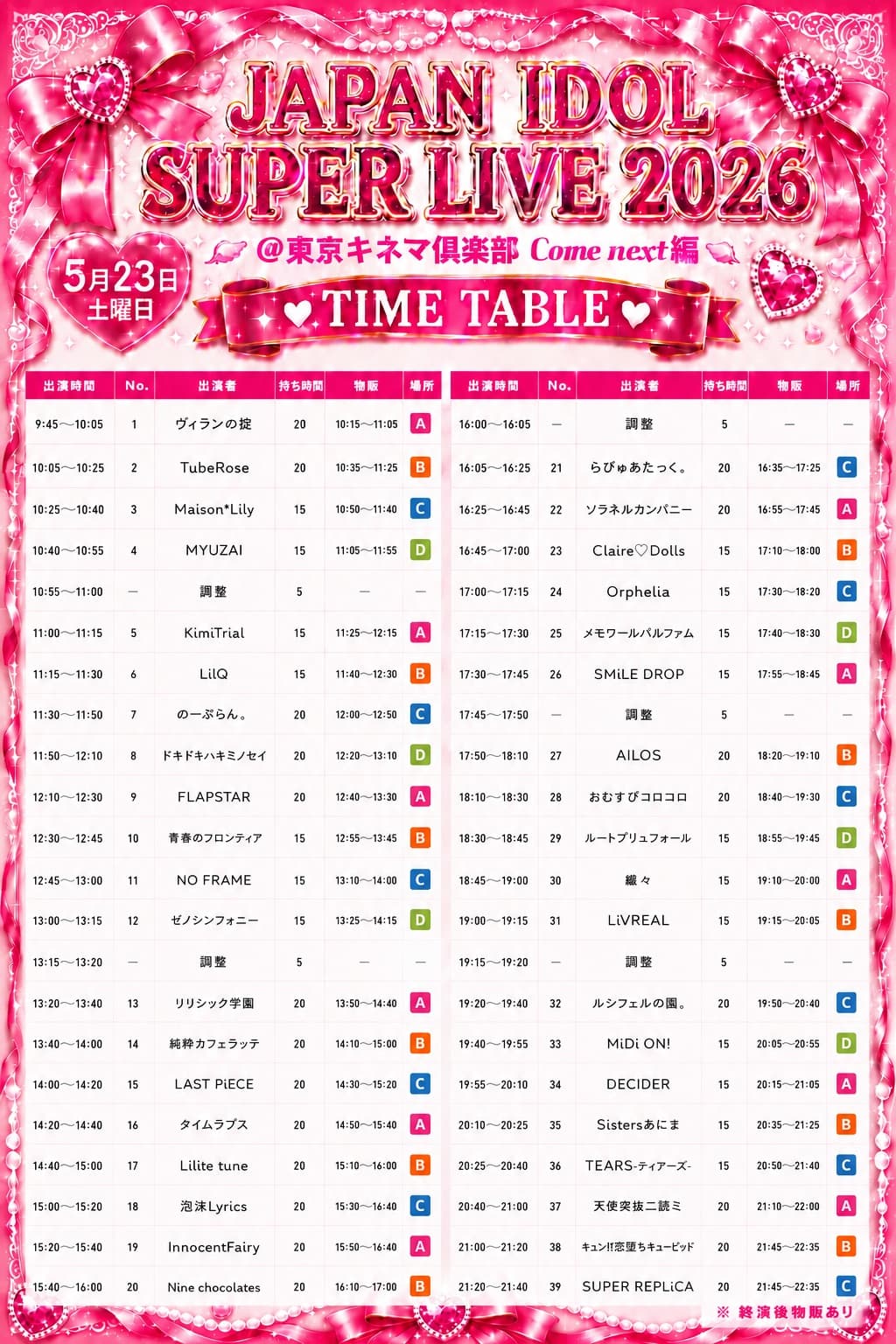 JAPAN IDOL SUPER LIVE 2026」@東京キネマ倶楽部 Come next編 | TicketDive JAPAN IDOL SUPER LIVE 2026」@東京キネマ倶楽部 Come next編 | TicketDive